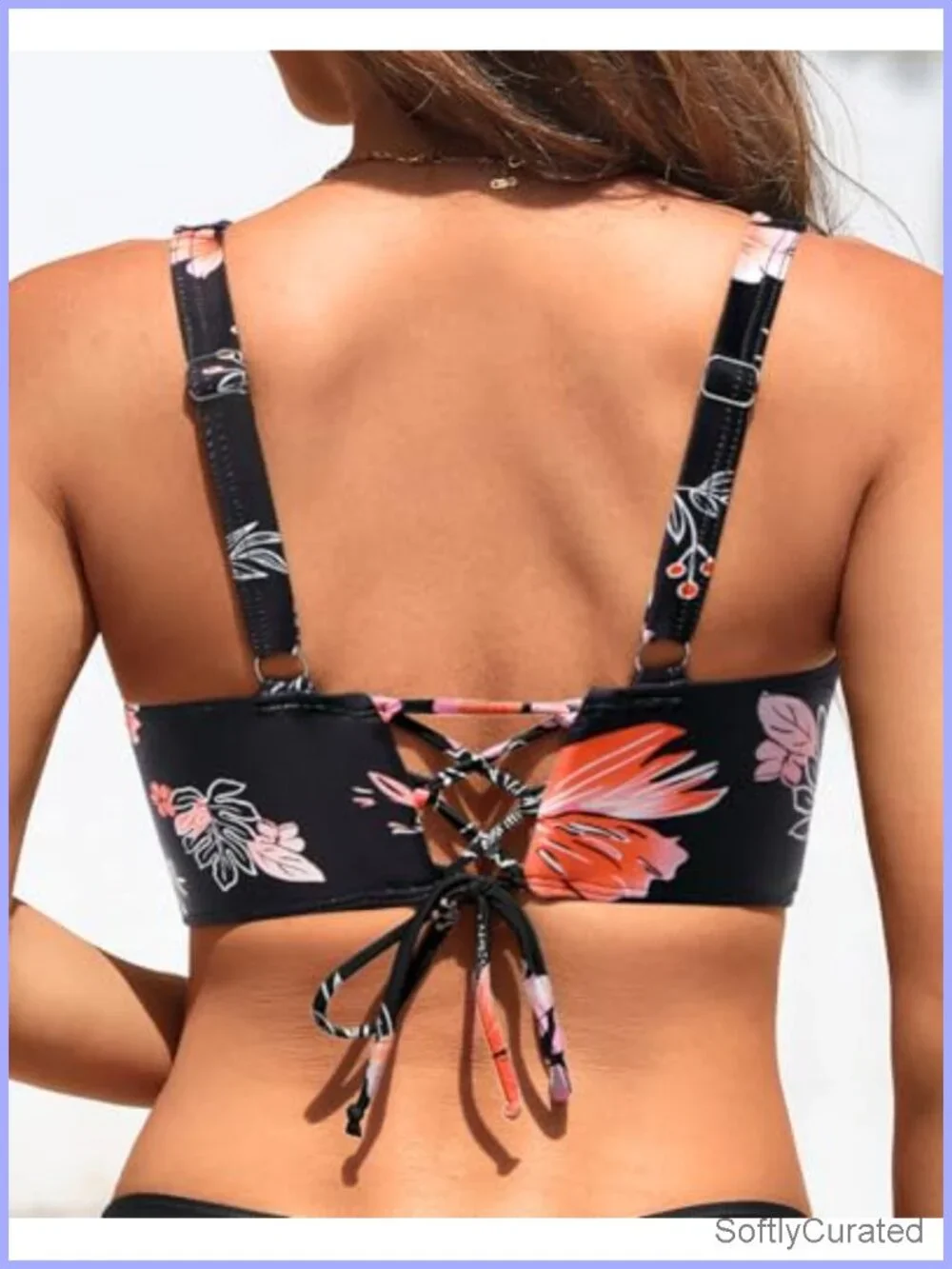 Full Coverage Push Up Bikini Top V Neck Crossover Front Swim Top